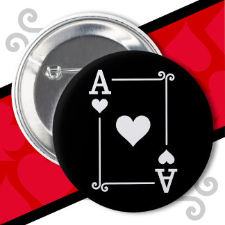 Badge Rond 5 Cm Jouer Cartes Costume As Coeurs Carte Ace