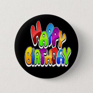Badge Rond 5 Cm Jouer Joyeux texte d'anniversaire