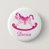 Badge Rond 5 Cm Jouet cheval rocking aquarelle d'art bouton (Devant)
