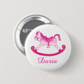 Badge Rond 5 Cm Jouet cheval rocking aquarelle d'art bouton (Devant & derrière)