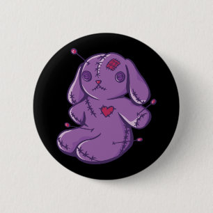 Badge Rond 5 Cm Jouet Voodoo - Lapin d'Halloween