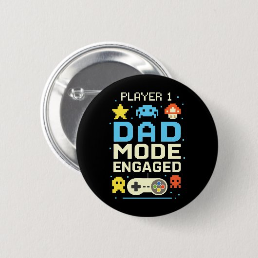 Badge Rond 5 Cm Joueur 1 mode père activé (Devant & derrière)