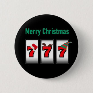 Badge Rond 5 Cm Joueur à fente 777 Joyeux aimant de Noël