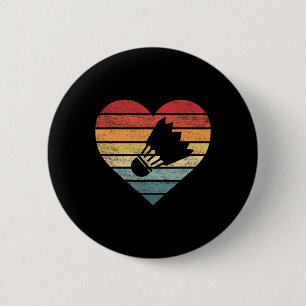 Badge Rond 5 Cm Joueur Badminton Cadeaux Retro Sunset Shuttle Bird