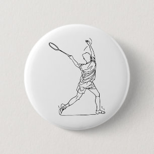 Badge Rond 5 Cm Joueur Badminton Dessin Jeu De Navette Pour Garçon