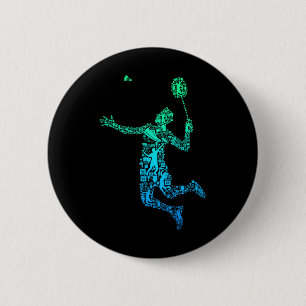 Badge Rond 5 Cm Joueur Badminton Navette Garçons Hommes Jeunes