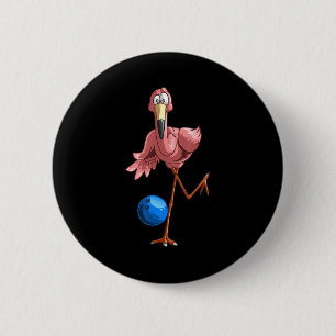 Badge Rond 5 Cm Joueur cool de Bowling Flamant rose amusant Shorbi