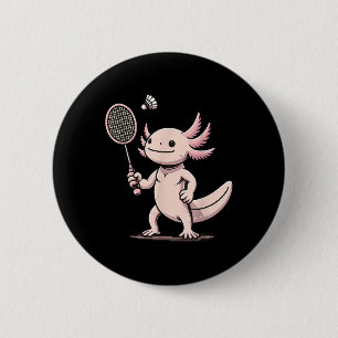 Badge Rond 5 Cm Joueur de badminton axolotl navette sport