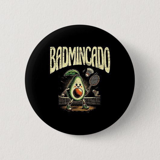 Badge Rond 5 Cm Joueur de badminton Badmincado volant (Devant)