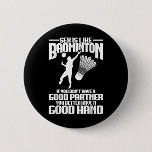 Badge Rond 5 Cm Joueur de badminton Bonne main Joueur de navette B