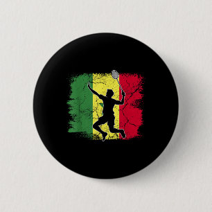 Badge Rond 5 Cm Joueur de badminton Drapeau sénégalais Sénégal