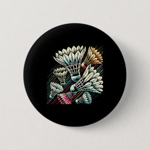 Badge Rond 5 Cm Joueur de badminton navette design vibrant