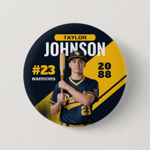 Badge Rond 5 Cm Joueur de baseball nuit senior photo personnalisée