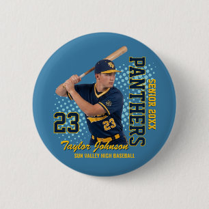 Badge Rond 5 Cm Joueur de baseball senior Photo personnalisée Équi