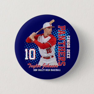 Badge Rond 5 Cm Joueur de baseball senior Photo personnalisée Équi