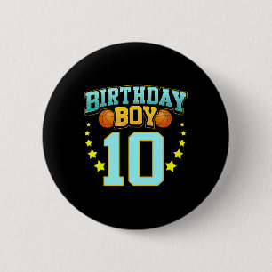 Badge Rond 5 Cm Joueur de basket 10 ans 10e fête d'anniversaire