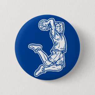 Badge Rond 5 Cm Joueur de basket-ball faisant Slam Dunk Light Desi