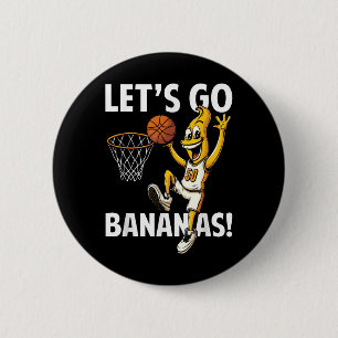 Badge Rond 5 Cm Joueur de basket-ball Lets Go Bananas avec des ban