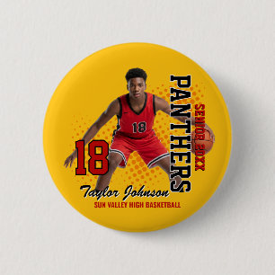 Badge Rond 5 Cm Joueur de basket-ball senior Photo personnalisée É