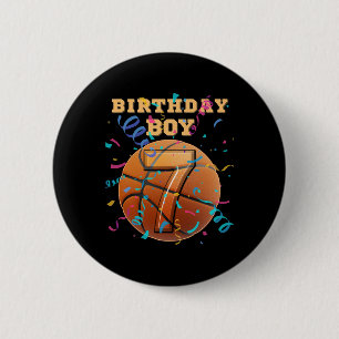 Badge Rond 5 Cm Joueur de basket squelette garçon 7 ans anniversai