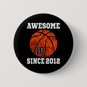Badge Rond 5 Cm Joueur de basketball 10e anniversaire 10 ans Vinta