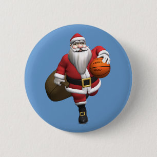 Badge Rond 5 Cm Joueur de basketball du Père Noël