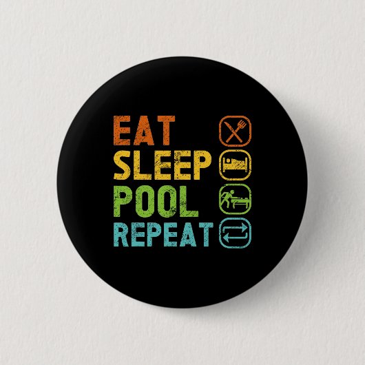 Badge Rond 5 Cm Joueur de billard Mangez Piscine de sommeil Répéte (Devant)