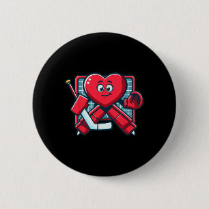 Badge Rond 5 Cm Joueur de but de hockey sur glace de la Saint-Vale