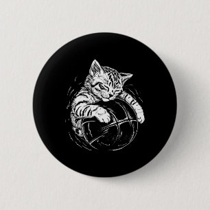 Badge Rond 5 Cm Joueur De Chat Dormir Sur Un Byskbyll Kitties Pet 