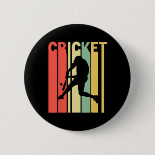Badge Rond 5 Cm Joueur de cricket aux couleurs rétro vintage