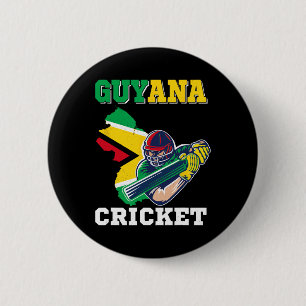 Badge Rond 5 Cm Joueur de cricket guyanien Maillot drapeau Guyane 