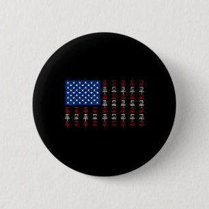Badge Rond 5 Cm Joueur de disque de golf avec drapeau américain ho