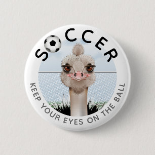Badge Rond 5 Cm Joueur de football à inspiration de l'autruche