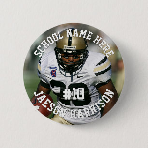 Badge Rond 5 Cm Joueur de Football Ajouter Nom Numéro Équipe et Ph