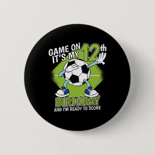 Badge Rond 5 Cm Joueur de football de 12 ans garçon 12e anniversai