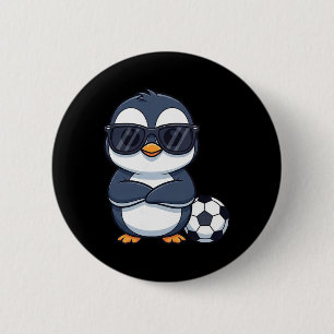 Badge Rond 5 Cm Joueur de football de dessin animé cool manchot 