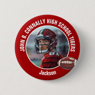 Badge Rond 5 Cm Joueur de football du lycée Rouge Photo