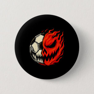 Badge Rond 5 Cm Joueur de football Halloween Byll Citrouille Crâne