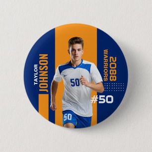 Badge Rond 5 Cm Joueur de football Nuit des Seniors Couleurs perso