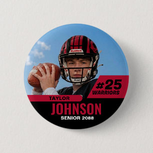 Badge Rond 5 Cm Joueur de football nuit senior photo personnalisée