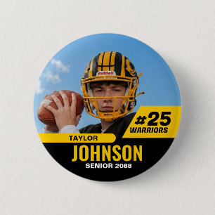 Badge Rond 5 Cm Joueur de football nuit senior photo personnalisée