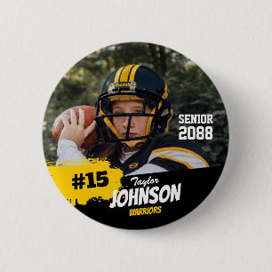 Badge Rond 5 Cm Joueur de football nuit senior photo personnalisée