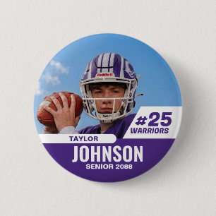 Badge Rond 5 Cm Joueur de football nuit senior photo personnalisée