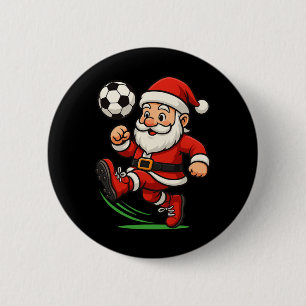 Badge Rond 5 Cm Joueur de football Santa Noël Xmas Garçons Hommes