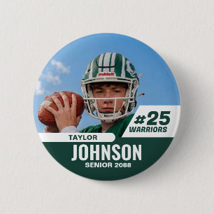 Badge Rond 5 Cm Joueur de football Senior Night Photo personnalisé