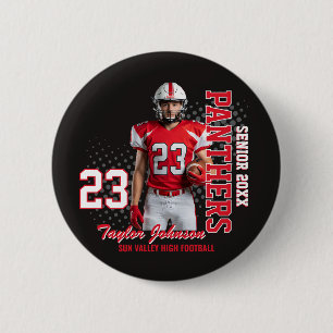 Badge Rond 5 Cm Joueur de football senior Photo personnalisée Équi
