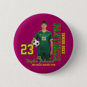 Badge Rond 5 Cm Joueur de football senior Photo personnalisée Équi