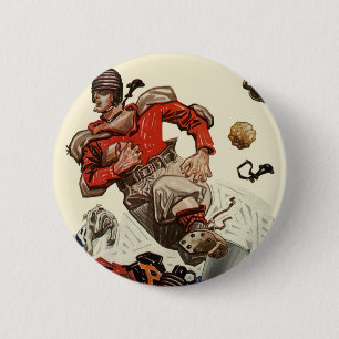 Badge Rond 5 Cm Joueur de football sportif vintage et mascotte de 
