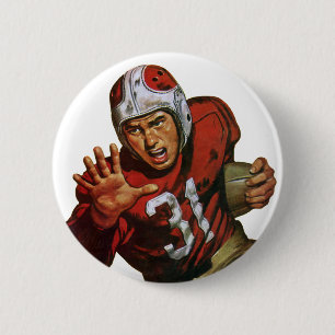 Badge Rond 5 Cm Joueur de football sportif vintage tournant en arr