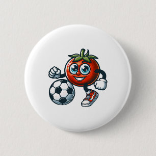 Badge Rond 5 Cm Joueur de football tomate Dessin animé mignon avec